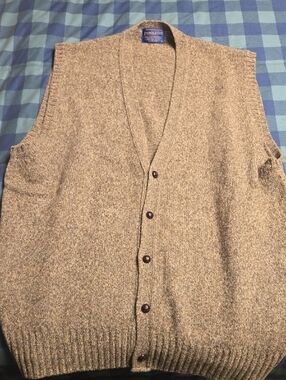 Pendleton Tan Heathered Wool Button Vest